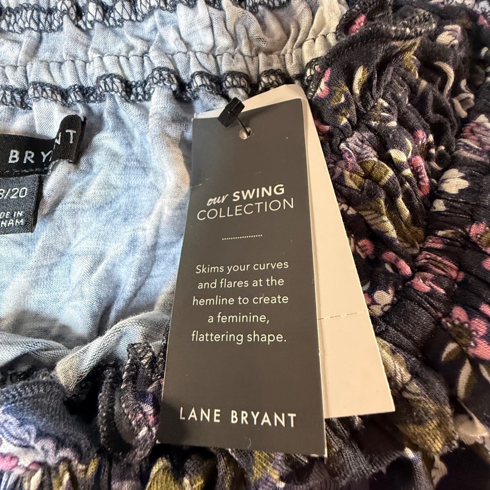 Lane Bryant Womens Floral Paisley Off The Shoulder Swing Top Charcoal 18/20 NWT - Picture 4 of 7